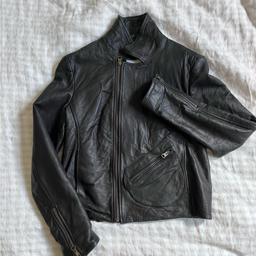 Billy Reid Leather Moto Jacket - small
